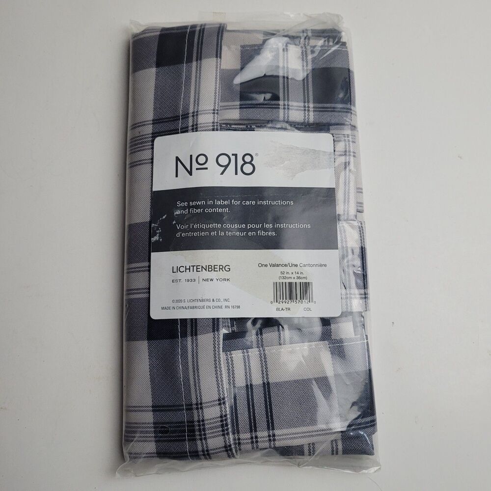 NEW No. 918 Blair farmhouse plaid semi-sheer tab top curtain valance 52x14 #BT2